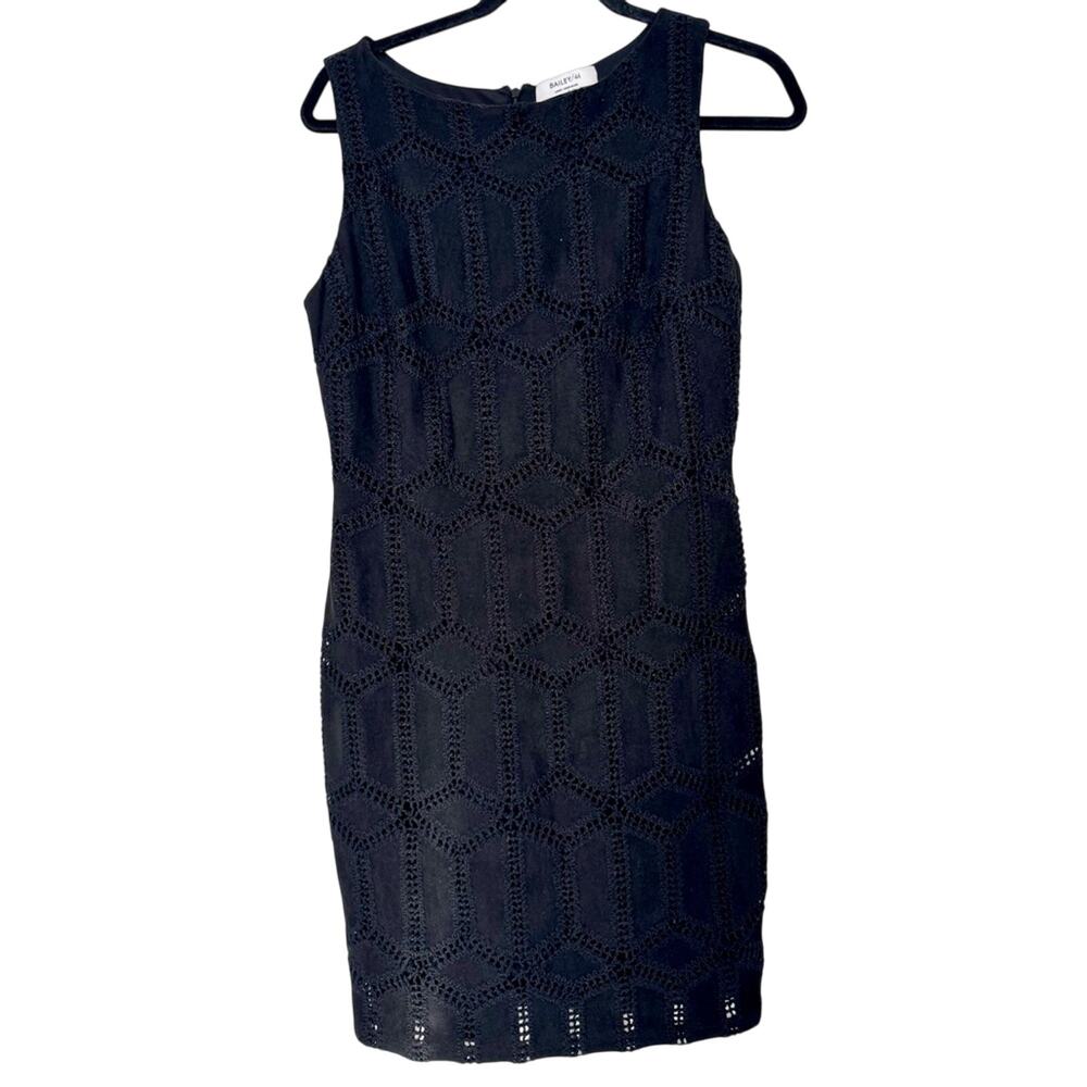 BAILEY 44 Black Eyelet Velvet Textured Dress L Classic Preppy